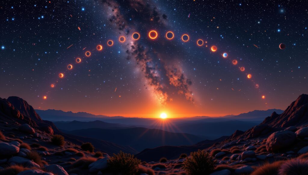 Stjernehimmel og lysbue som drømmesymbol på visioner, syner og åbenbaringer i kristen drømmetydning.