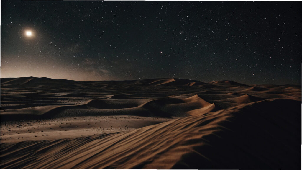 Stjerner over en mørk ørken – billede på Guds løfte om talrige efterkommere til Abraham.